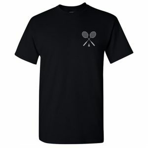 badminton logo round neck t shirt black front